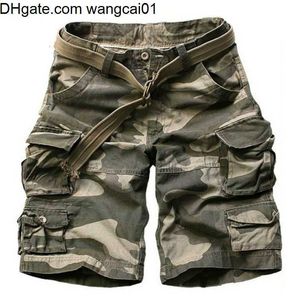 wangcai01 Pantalones cortos para hombre, pantalones cortos de camuflaje militar del ejército de verano 2020, pantalones cortos para hombre con cinturones, pantalón corto tipo Cargo informal de camuflaje hasta la rodilla, bermudas para hombre 0314H23