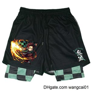 wangcai01 heren shorts kimetsu no yaiba don slayer anime gym shorts mannen vrouwen kawaii manga cartoon print 2 in1 prestatie shorts om te trainen zomer