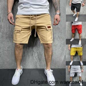 wangcai01 Shorts pour hommes Shorts décontractés pour hommes 2023 Shorts cargo d'été pour hommes Coutures multi-poches lâches Cordon de serrage à la taille Baril droit