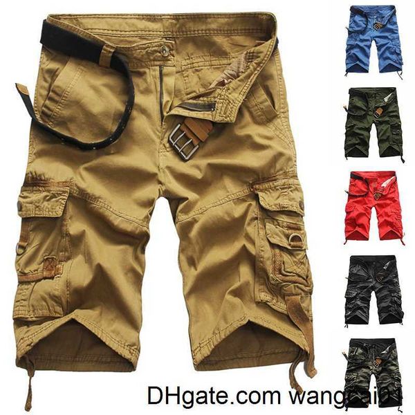 wangcai01 Shorts pour hommes Nouveaux Shorts cargo pour hommes Cinq pantalons Camo Shorts décontractés Pantalons de mode d'été Bermuda Shorts Shorts de plage (sans ceinture)