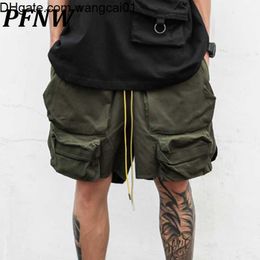 wangcai01 Shorts pour hommes PFNW printemps été nouveaux hommes mode Darkwear cordon Safari Sty Shorts poches fonctionnelles lâche décontracté Cargo pantalon 12A7685 0314H23