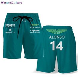 wangcai01 Shorts pour hommes Summer Aston Martin 2023 Formula One F1 Alonso Shorts Pantalons de plage Shorts MOTO pour hommes et femmes Fans Supporters Vêtements 0316H23