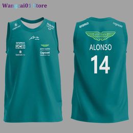 Wangcai01 Men's T-shirts 2023 Aston Martin Formule 1 F1 Alonso Vest T-shirt Uniform Basketball-uniform Underwaist Moto Motorcyc Rijpak 0316H23