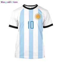 wangcai01 heren t-shirts cloocl aangepast nummer argentina vlag t-shirt mode 3D geprint korte seve uitgelichte t-shirts 2022 Casual Activewear Summer Tops 0321H23