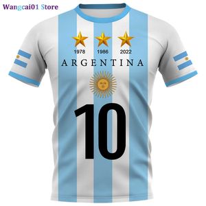 wangcai01 T-shirts pour hommes CLOOCL DIY Numéro Argentine Drapeau T-shirt Mode Imprimé 3D Court Seve T-shirts en vedette 2022 Casual Activewear Summer Tops 0321H23