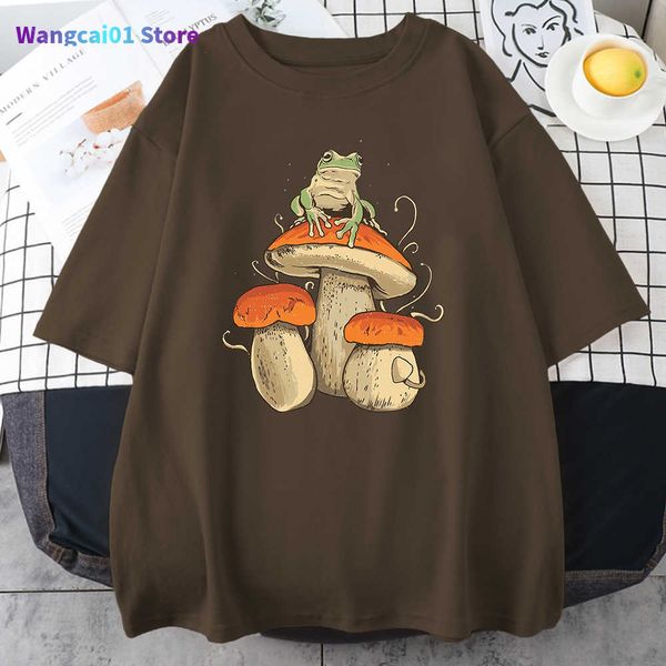 wangcai01 T-shirts pour hommes Cottagecore Aesthetic Mushroom Dark Acadia Frog New Ma T-shirts Hip Hop Sweat T-Shirt Summer Tops Coton Oversize Hommes Vêtements 0224H23