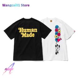 wangcai01 T-shirts pour hommes T-shirts fabriqués par l'homme T-shirts surdimensionnés pour hommes et femmes Cartoon Chauve-souris Imprimé Shorts Slub Cotton Tops Tee Harajuku 0217H23