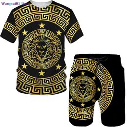 Wangcai01 Tracksuits Tracksuits Tracksuit T -shirt voor heren Set The Lion King 3D Printed 2 -delige pak voor zomer Oversized Men Clothing Harajuku Beach Shorts Sets 0318H23