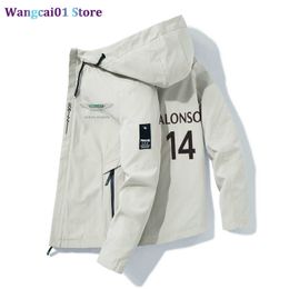 wangcai01 wangcai01 Vestes pour hommes Aston Martin Veste Manteau AMF1 2023 Hommes 14 Fernando Alonso Jack Fans F1 Veste Formula 1 Racing Suit MOTO Windproo Tops 0320H23