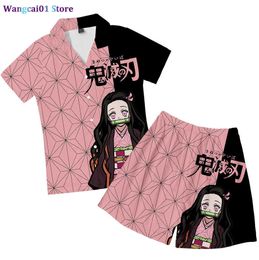 wangcai01 dames t-shirt nieuw Japan anime don slayer kostuum pyjama's kimetsu no yaiba tomioka giyuu ouder-kids homme draag vrouwen mannen jongens pyjama's 0321H23