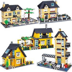 Wange compatible City Architecture Model Capital Building Kits Block Kids Toys Children Bricks France Villa Village Set Q0624 QQMET