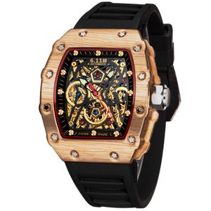 Wanghong Miller misma cinta de silicona fondo transparente reloj mecánico automático wanghong vino cubo fashion12