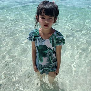 Wanguqi 2021 enfant en bas âge 8-12t enfants fille maillot de bain une pièce maillots de bain enfant maillots de bain enveloppement feuilles imprimer enfants vêtements de plage