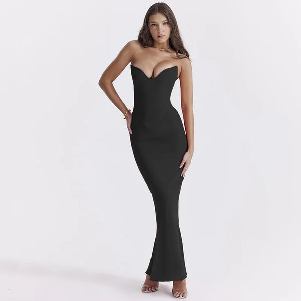 Wannathis Corsets Tube Mleeveless Midi Dress Prom In Backless Bodycon Sexy Elegant Street Evening Vestidos formales 2023 240403