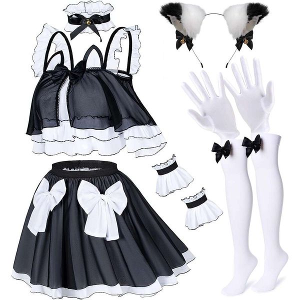 Wannsee Anime Crop-Top Maid Fancy Princess Falda Cosplay Disfraz