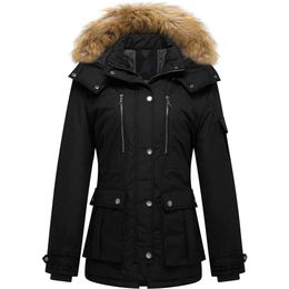 Manteau d'hiver matelassé femme Wantdo doudoune chaude Parka avec capuche amovible Rembourré et épaissi grande taille Coton mi-longO2E4 1KD06