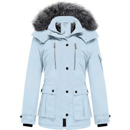 Manteau d'hiver matelassé pour femme Wantdo doudoune chaude Parka avec capuche amovible Rembourré et épaissi grande taille Coton mi-longO2E4 44376