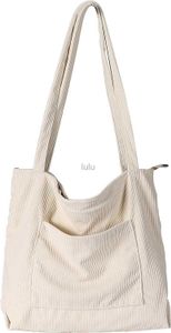 WantGor femmes sac fourre-tout en velours côtelé grande épaule Hobo sacs sacs à main décontractés grande capacité Shopping sac de travail HKD230807