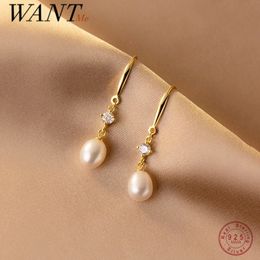 WANTME 925 en argent Sterling élégant mode naturel baroque perle pendentif boucles d'oreilles femmes charmant anniversaire de mariage bijoux 240220