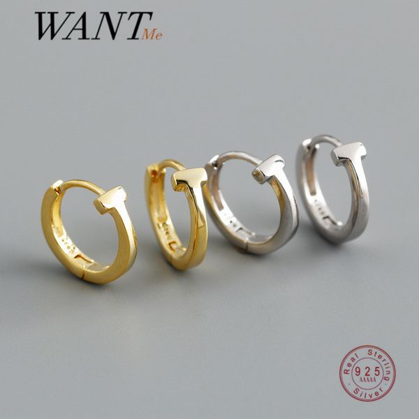 WANTME 925 Plata de Ley moda coreana minimalista letra T abrazando pendientes para Mujeres Hombres Punk Rock oreja nariz anillo joyería 210507