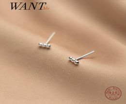 WANTME véritable 925 en argent Sterling minimalisme perle Mini petites boucles d'oreilles pour les femmes vie quotidienne bureau charmant bijoux cadeau 21053043650