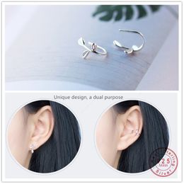 WANDINGME trendy Koreaans 100% 925 Sterling zilver blad oorknopjes voor vrouwen meisjes punk minimalistische verlaat oor haak sieraden brincos 210507
