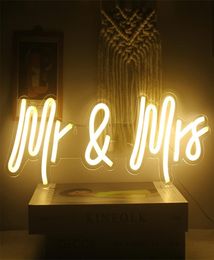 Wanxing – panneau lumineux Led personnalisé Mr et Mrs, néon, pour chambre à coucher, décor mural de maison, fête de mariage, 2206152124640
