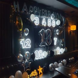 Wanxing – panneau néon LED avec numéros, lumières murales sur mesure, décoration de fête, de mariage, de boutique, de Restaurant, d'anniversaire, 220615