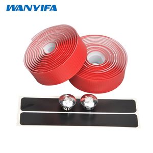 WanyIFA Hoge Kwaliteit Fietsen Road Bike Sport Cork Eva Carbon Stuur Tape + 2 Bar Plug Bike Hand Bar Tape Fietsaccessoires