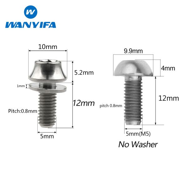 Perno de titanio wanyifa m5x12 mm biberadora pernos de jaula bike bike tornillo fijo