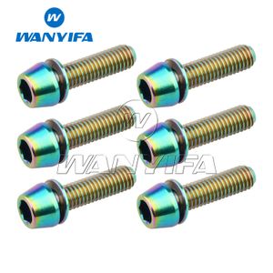 Wanyifa titanium bouten m5x16 18 20 mm fietsstam bouten taps kop met wasmachines voor mtb mountain road 6pcs/lot