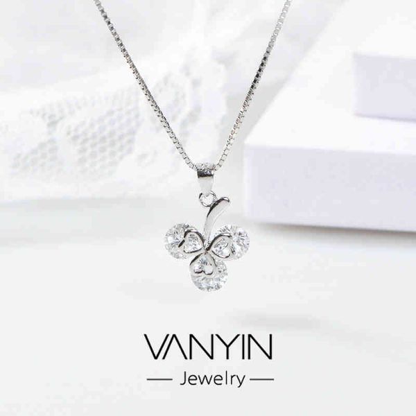 Wanying Jewelry Clover Lucky Grass Colgante Mujer S925 Plata Moda japonesa y coreana Diamante simple Personalidad A127