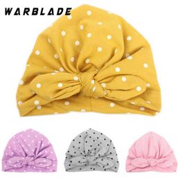 WarBLade 2018 Sweet Dot bébé fille chapeau avec arc couleur bonbon bébé Turban casquette pour filles accessoires élastiques 1 PC Y21111