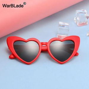 Warblade enfants lunettes de soleil enfants verres de soleil polarisés aiment coeur garçons filles verres bébé sabot de sécurité flexible les lunettes 240416