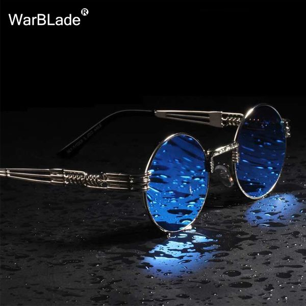 WarBLade Vintage ronde Steampunk lunettes de soleil femmes hommes Steam Punk or lunettes Hip Hop nuances Teashades Transparent clair lunettes