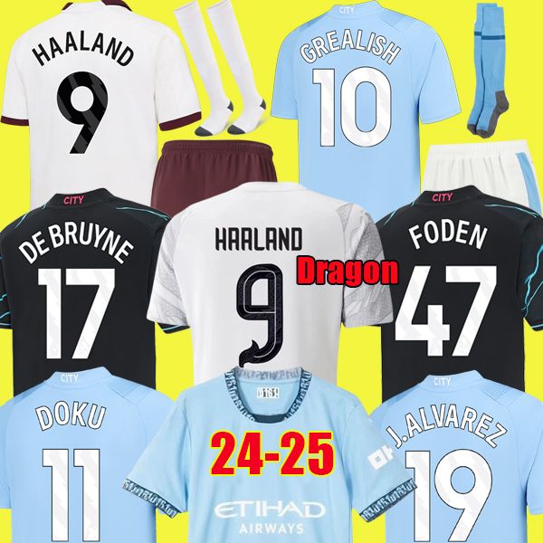 Gvardiol Doku Haaland 23 24 25 Jerseys de football Grelish de Bruyne Foden Bernardo Man 2023 2024 2025