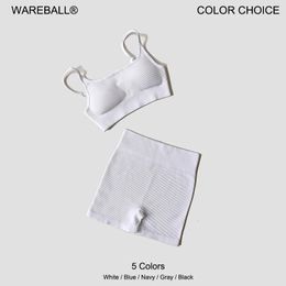 Wareball Souez sans couture de yoga féminin pour femmes crop top leggings 2pcs Femme tenue fitness gym shorts shorts sport wear wester costume 240429