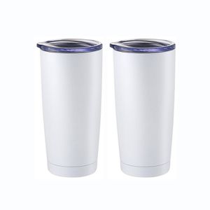 Warehouse Tasse à café de voyage par sublimation sous vide isolée en acier inoxydable à double paroi sans tige de 20 oz avec paille en métal et couvercle coulissant pour l'impression DIY