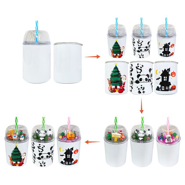 Entrepôt livraison gratuite réutilisable vierge sublimation en acier inoxydable 10 oz lowball 22 oz gras 20 oz gobelets bricolage avec couvercle en dôme à paillettes pour mini figurines en résine