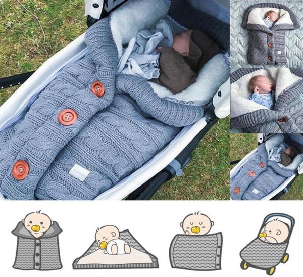 Saco de dormir cálido para bebé, saco de dormir para niño de invierno, saco para cochecito, saco de dormir tejido, manta para envolver de lana tejida para recién nacido5076609