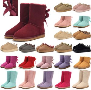 Bottes chaudes Bottines de neige Bottines Australiennes Classiques Femmes Mini Demi-Hiver Pleine Fourrure Fluffy Fourrure Satin Usa Chaussons Pantoufles Chaussures À La Mode