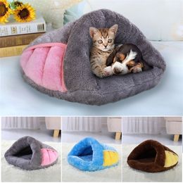 Warm Cat Bed Pet Puppy House Winter Dog Cushion Mat Indoor Basket Cave Kennel Nest S Producten voor huisdieren Cama de Gato Y200330