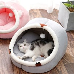 Chaud chats lit mignon maison chaton chaise longue coussin pour petit animal de compagnie sommeil tente lavable sac de couchage doux chiens panier grotte 220323