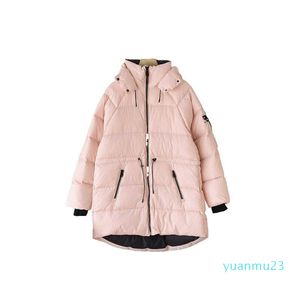 Chaud Coldproof Cordon De Mode Manteau À Capuchon Couleur Crème Glacée Femmes Veste D'hiver Designer Veste Femme Mi-longueur Blanc Canard Vers Le Bas