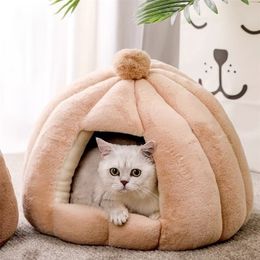 Warm gezellig huisdier hond huis kat bed mat verwijderbare kennel nestmand zachte comfortabele kitten slapende accessoires 220323