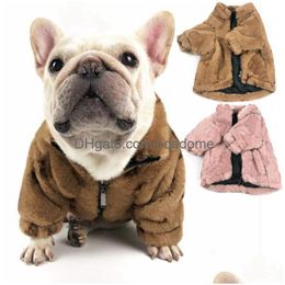 Veste chaude pour chien Designer Vêtements pour animaux de compagnie Vêtements doux Sublimation Imprimé Vieille Fleur Manteaux d'hiver pour animaux de compagnie pour petits chiens Français Bldog Crème X Dhojw