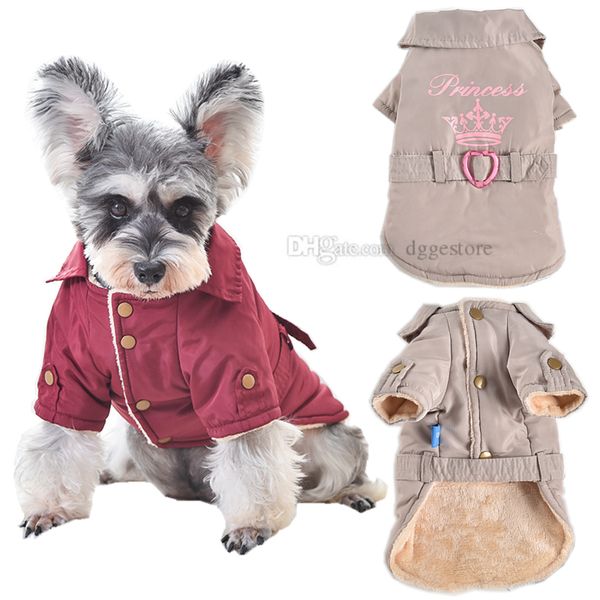 Veste chaude pour chien, vêtements d'hiver imperméables pour chiens, vestes de bar pour animaux de compagnie, ceinture d'amour, vêtements pour animaux de compagnie, manteau pour petit chiot, Chihuahua, carlin, bouledogue français, rouge crème XXXL A318