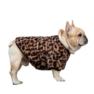 Warme Hond T-shirts Designer Dogs Kleding Zacht Flanel Dog Apparel Luipaard Print Luxe Pet Sweaters Jas voor Franse Bulldog L A285