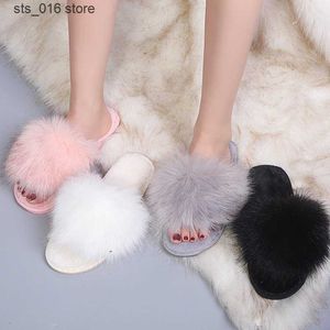 Warm plat slaapkamer winter faux huis harige nieuwe damesschoenen slip-on indoor dia's dames bont slippers t230828 572