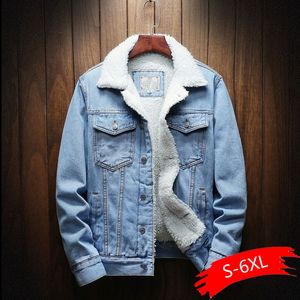 Heren Jassen Warm Fleece Denim Jacket 2021 Winter Fashion Mens Jean Mannen en Jas Trendy Uitloper Mannelijke Cowboy Kleding S-6XL